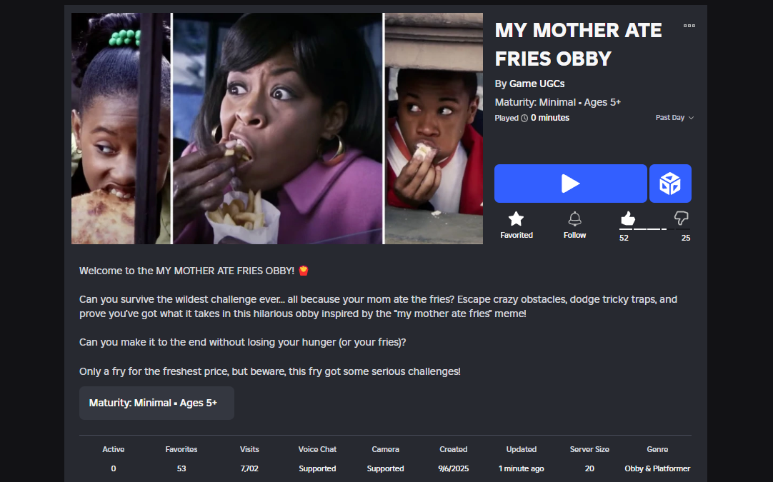 My Mother Ate Fries Obby Game